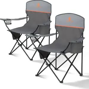알파 캠프 접이식 캠핑 의자 잔디 야외 컵 홀더가 있는 250파운드 휴대용 야외용 쿨러 파우치 2팩