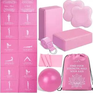 2팩 요가 블록과 스트랩이 있는 여성용 ViraAxis 접이식 매트 및 블록 세트 가방이 얇은 논 슬립 필라테스