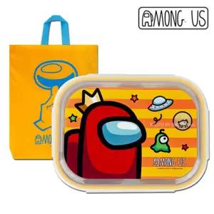 어몽어스 스텐 식판도시락 가방세트아동식기 유아 스푼포크 어린이집선물 아기 이유식 수저 숟가락