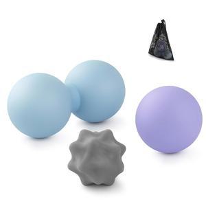 JEJUNJIE 실리콘 마사지 볼 세트 - 근막 방출, 트리거 포인트 및 발바닥 근막염 완화를 위한 3가지 테라피 땅콩 라크로스 볼, 압력 엉덩이 소아 방출 도구, 메쉬