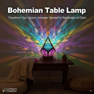 Usb 보헤미안 지도된 투영 테이블 램프 빛 프로젝터 다채로운 책상 밤 빈티지 장식 바닥 3D 패턴 현대