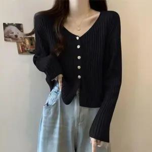패션스타일 간절기 가디건 여성 심플 캐주얼 브이