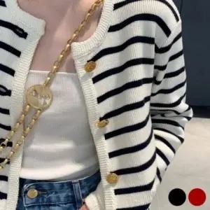 패션스타일 고급스런 단주 스트라이프 가디건