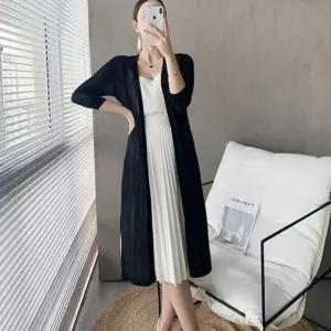 패션스타일 베이직 여성 데일리 컬러 롱 가디건 로브