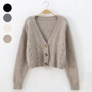 패션스타일 브이 가디건 간절기 꽈배기 따뜻한 니트 숏 여성