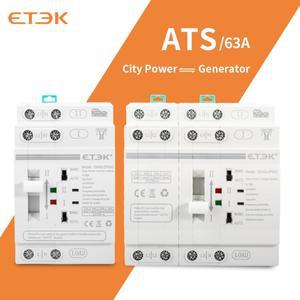 ETEK Din 레일 ATS 이중 전원 자동 전환 스위치 전기 선택기 무정전 40A 63A 발전기 2P 4P