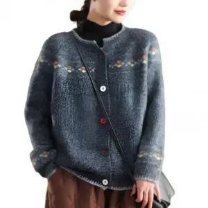 패션스타일 배송 포근한 스웨터 니트 가디건 라운드 데일리 자수 룩 여성