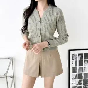 패션스타일 바넨스 가디건 케이블 꽈배기 하프