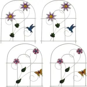 선물 부티크 장식 페인트 금속 정원 울타리 4팩 꽃 디자인 경계 게이트 마당 파티오 잔디밭 풍경 및 야외