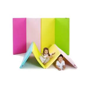 체육매트 4단 접이 중 핑크 방염 항균 아기 놀이방 접이식 방식 폴더