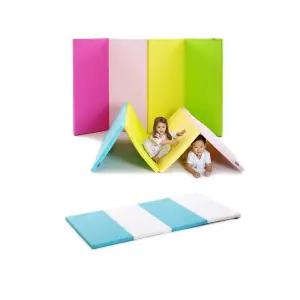 체육매트 4단 접이 중 스카이 방염 항균 아기 놀이방 접이식 방식 폴더