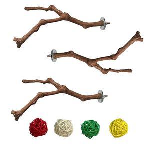 우리를 위한 PINVNBY 버드 퍼치, 3Pcs 앵무새 퍼치 천연 포도나무 버드케이지, 잉꼬 러브버드 버디 코카티엘 핀치를 폴 4Pcs 토이볼 스탠드