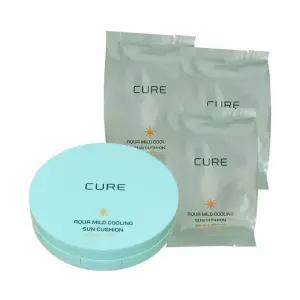 [김정문알로에][김정문알로에] 큐어 아쿠아 마일드 쿨링 선쿠션 25g(SPF50+) [ 본품+리필 3개 ] 1세트 SF (