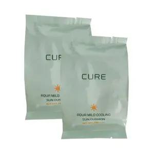 [김정문알로에]김정문알로에 큐어 아쿠아 마일드 쿨링 선쿠션 25g(리필, SPF50+) 2개 Ss (10432651)