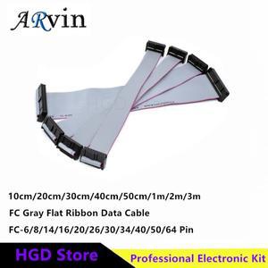2.54mm 피치 JTAG ISP 다운로드 케이블 FC-681014162024405064 핀 DC3 IDC 박스 헤더용 회색 플랫 리본 데