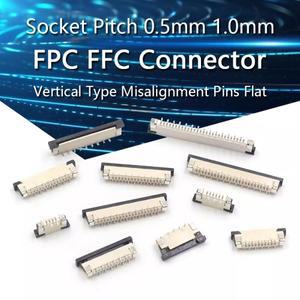 10Pcs FPC FFC 커넥터 소켓 피치 0.5mm 1.0mm 468101214 1620243034405060 핀 수직  정렬 플랫