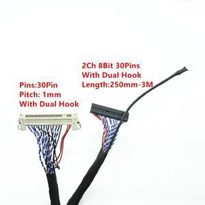 후크 LVDS 케이블 FIX-30P-D8 FIX 30 핀 D8 더블 2ch 8bit 1.0mm 피치 17-21 인치 LCD 디스플레이 패널 컨