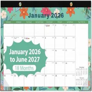 2026 데스크 캘린더 대형 데스크/월 월간 (2026년 1월 - 2027년 6월) 17인치 x 12인치 교사 가족 학교