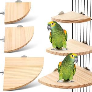 웨트타른 6피스 버드 퍼치 플랫폼 코너 앵무새 우드 스탠드 섹터 놀이터 케이지 액세서리 선반 잉꼬 콘큐어 코카티엘 버지 저빌 쥐(별도 크기, 플랫폼)