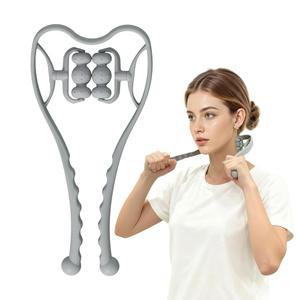 롱페이 넥 롤러 마사지 도구- 깊은 조직을 위한 수동 마사지기, 목 및 어깨 이완기용 트리거 포인트 볼 6개, 조절 가능한 개구부, 인체공학적 그립