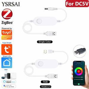 지그비 버전 LED 컨트롤러 USB DC5V DW RGB RGBCCT 음성 앱 제어 3M 5V 라이트 스트립 TUYA 스마트 라이프
