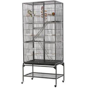 중형 앵무새 앵무새를 위한 Yaheetech 69인치 초대형 새장 금속 케이지, 사랑새 버디 핀치, 블랙