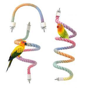 3pcs 그라디언트 컬러풀 버드 로프 농어대, 케이지 클라이밍 장난감 액세서리, 구부릴 수 있는 클라이밍, 잉꼬 러브버드 앵무새 놀이 (15.7피트, 23.6피트, 39.3피트)
