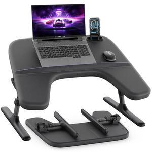 침대 및 소파용 SAIJI 노트북 랩 데스크, 부드러운 팔걸이가 있는 조절 가능한 높이 각도 책상, 작업, 독서 게임용 에르고 커브 접이식 테이블, 침대용 책상(블랙)