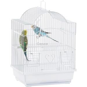 잉꼬에게 적합한 카푸카 작은 새 여행 케이지 경량 소형 스타터 키트, 새장 및 액세서리 포함 러브버드 앵무새 핀치 카나리아 탈착식 플라스틱 트레이
