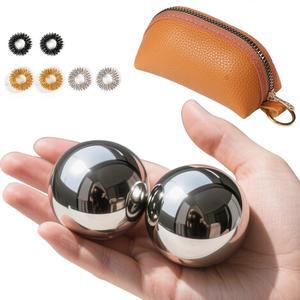 차임 1.5인치 스테인리스 스틸 명상 볼이 있는 로드투프리 바딩 볼, 홈 오피스 운동을 위한 손 운동 마사지 스트레스 해소, 불안 (1.5인치(벨 소리 포함)