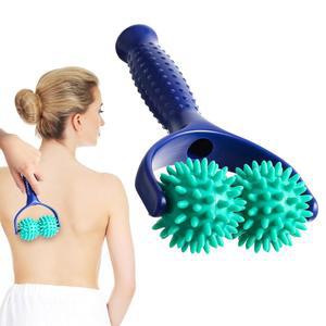 CIATBYYJ 스파이키 마사지 볼 롤러, 듀얼 디자인, 인체공학적 손잡이가 있는 수동 스틱, 가볍고 휴대하기 쉬운 포인트 근육 도구로 뒷목 어깨 다리에 효과가 있습니다