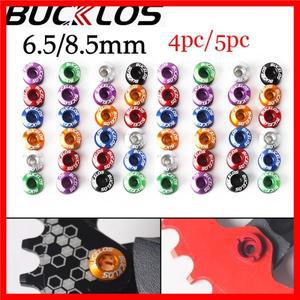 BUCKLOS-4 개 5 체인 링 볼트 6.5mm 자전거 휠 나사 알루미늄 합금 플레이트 싱글/더블 크랭크 세트,