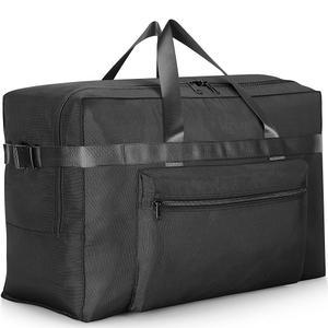 여행용 Hafmall 초대형 120L 접이식 더플백, 방수 주말 오버나이트백, 이동, 캠핑용 보관 가방(블랙)