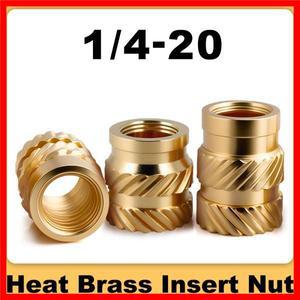 UNC 열 황동 인서트 너트, 이중 꼬임 널링 사출 성형 핫멜트 3D 인쇄 1/4-20