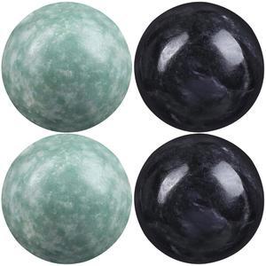 힐리프티 바오딩 볼 팩 4-1.4인치 손용 중국 공, 노 차임 운동 마사지 볼(그린, 블랙)