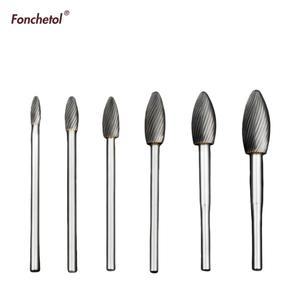 6mm-1pcs 카바이드 버, 금속 및 플라스틱 버 연삭 도구, H 형 토치 모양의 헤드 밀링 커터, 샌딩, 연마