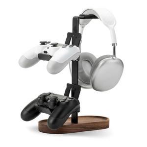무소 우드 2-in-1 게이밍 컨트롤러 스탠드, 헤드폰 홀더, 게임 컨트롤러용 데스크톱 헤드셋 스탠드 및 PC 이어폰 액세서리