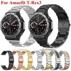 Amazfit T-Rex3 용 스테인레스 스틸 밴드 Huami TRex 3 TRex3 액세서리 Correa 고급 금속 스트랩 팔찌 시계