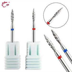 TP 1/2Pcs 토네이도 불꽃 다이아몬드 네일 드릴 비트 밀링 커터 전기 폴리 셔 액세서리 도구에 대 한 페디