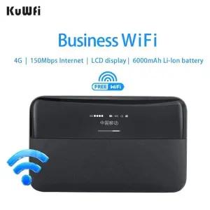 KuWFi 휴대용 무선 모바일 라우터 모뎀 4G 포켓 와이파이 SIM 카드 야외 핫스팟 미니 6000mAh 150Mbps