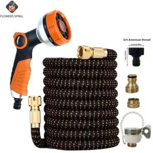 정원 유연하고 확장 가능한 이중 색상 마법 급수 파이프 25-125FT 고압 물총 세차 관개에 사용