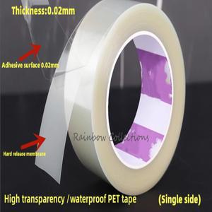 초박형 PET 단면 테이프, 흔적 없음, 높은 투명 내열성, 강한 접착 L50 미터, 0.02mm, 1 개