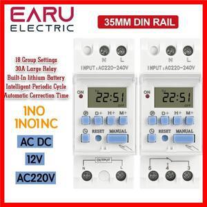 AC DC12V 220V 1NO1NC 15A-30A THC 디지털 시간 스위치 릴레이 타이머 컨트롤러 주간 7일 프로그래머블