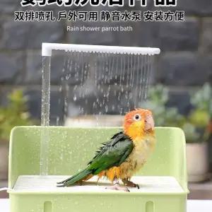 앵무새 샤워욕조 새 목욕 순환 물 놀이터 자동 그린+더블파이프+펌프