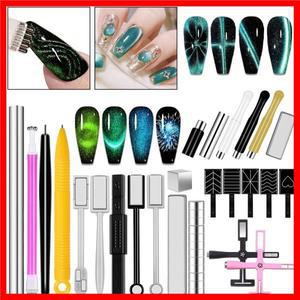 네일 아트 마그네틱 스틱 완드 펜 세트 3D 고양이 눈 젤 페인팅 자석 UV 폴란드어 매직 매니큐어 도구
