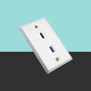 월 플레이트 HDMI 1포트 - USB 3.0 벽콘센트