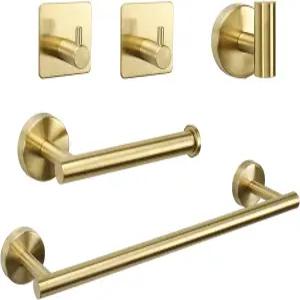 TocTen 욕실 하드웨어 세트 두꺼운 스테인리스 스틸 목욕 타월 바 욕실용 랙 포함 + 3 로브 후크 벽걸이