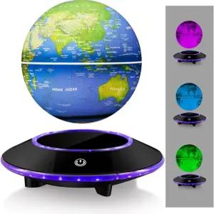 공중부양 글로브 램프 7가지 색상의 자기부상 월드 맵 플로팅 볼 LED 조명이 있는 홈 오피스 책상 장식