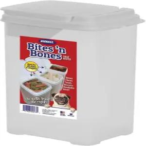 개와 고양이를 위한 버디즈 애완동물 간식 용기 - 3.5쿼트 플립 탑 보관함 물림 및 뼈 디자인 밀폐형 식품
