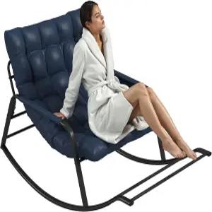 NUGYK 오버사이즈 야외 흔들의자 편안한 패딩 쿠션과 사이드 포켓이 있는 파파산 의자 파티오 가든 현관